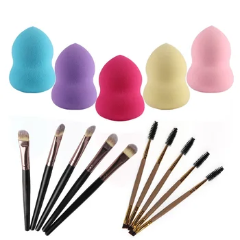 

5Pcs Eye Shadow Brushes + 5Pcs Two Way Spiral Head Eyelashes Eyebrow Brushes + 5Pcs Spong Cosmetic Blending Puff Eye Makeup Set