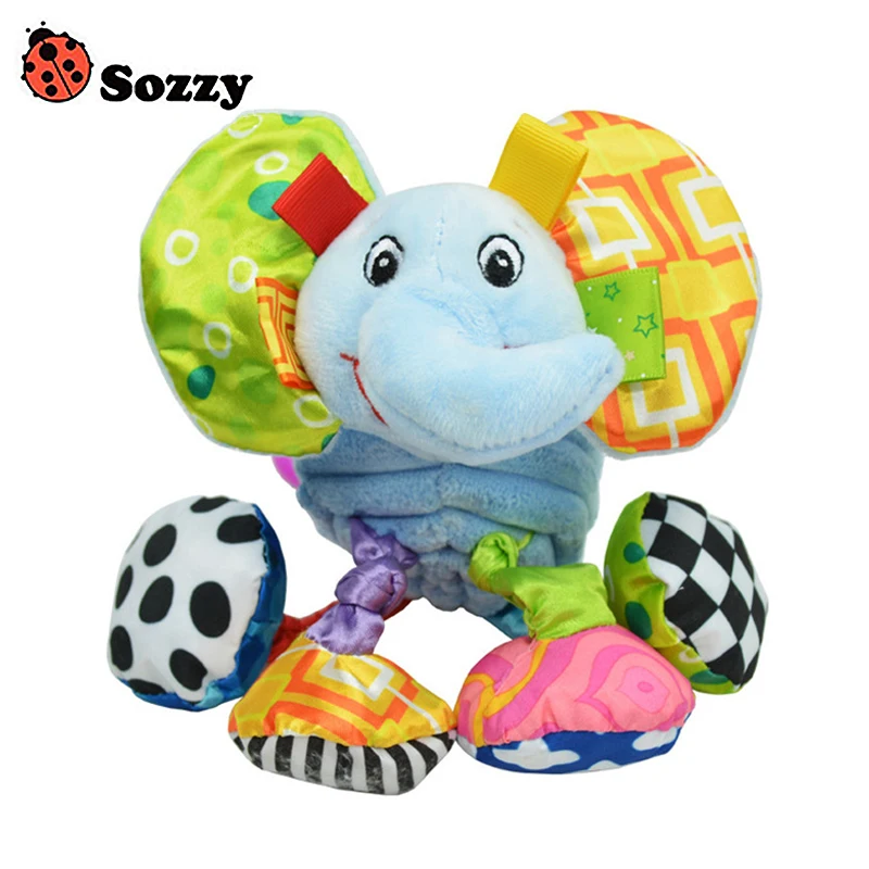 Sozzy Baby Vibrated Plush Animal Elephant Toy Rattle 15cm Soft Stuffed