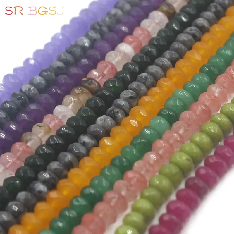 

Free shipping 5x8mm Wholesale Faceted Rondelle Gems Natural Stone Craft Loose DIY Beads Strand 15"