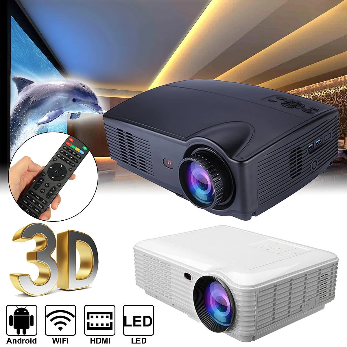 SV-328 WiFi version 4600 Lumens LCD Technology Smart Projector Digital Home Theater Projector Support audio / video TV SV-328 WiFi version 4600 Lumens LCD Technology Smart Projector Digital Home Theater Projector Support audio / video TV