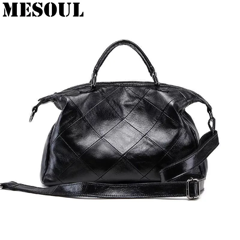 

Classic Casual Handbags Genuine Leather Women Shoulder Bags High Quality Famous Brands Top-Handle Bags Stitching lattice Totes