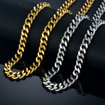 

Neck Heavy Gold Chain For Men Big Long Necklaces Male Gold Color Hiphop Stainless Steel Cuban Chain Necklace 2020 Collares