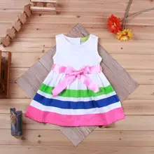 Летние платья принцессы для малышей; вечерние костюмы на свадьбу; платье в полоску без рукавов для новорожденных девочек; милое платье-пачка для маленьких девочек