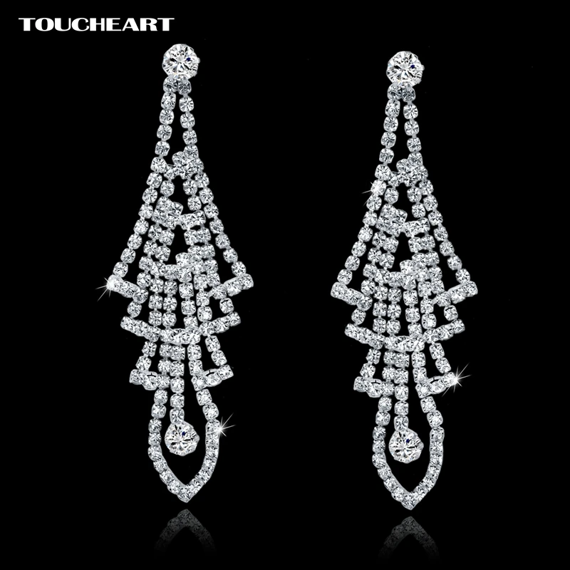 

imitation diamond crystal stud earrings for women fashion wedding silver statement earrings brand pendientes mujer SER150104