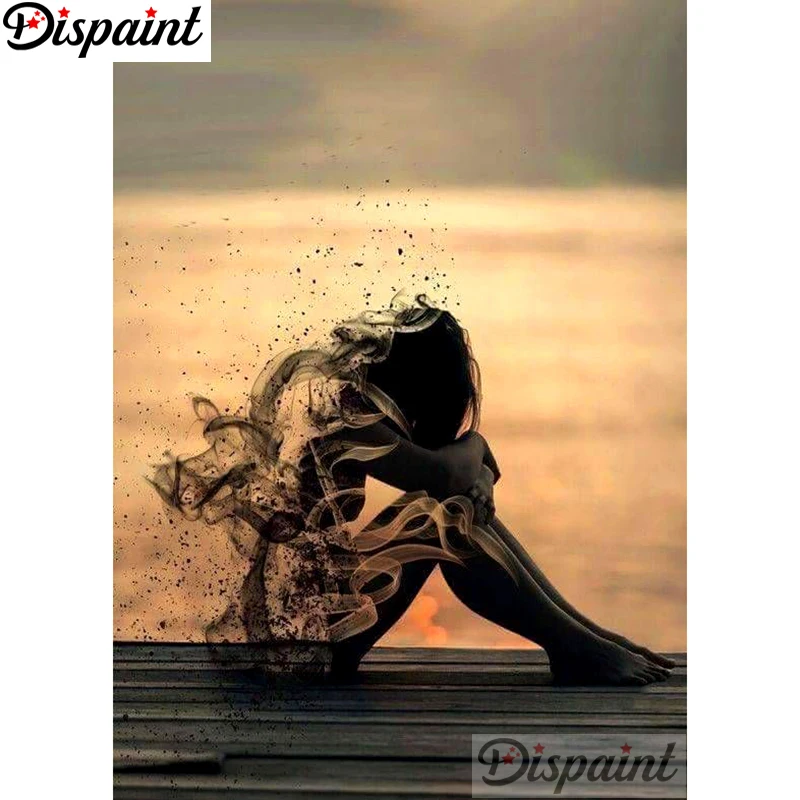 

Dispaint Square Round Drill 5D Diamond Painting Environmental Crafts Full Diamond Embroidery"Sunset man broken"Home decor A25772