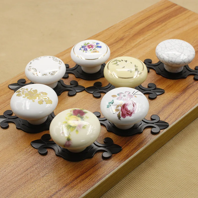 

Colorful Ceramic round appliqueCabinet Knobs Door Pull Handles Cupboard Drawer Wardrobe Furniture Handle Knobs
