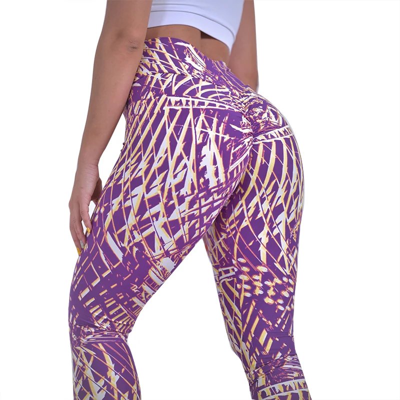 

Push Up Leggings Women Stripe Printing Pant Legging Female High Waist Fitness Sportswear Elastic Knitted Workout Leggings
