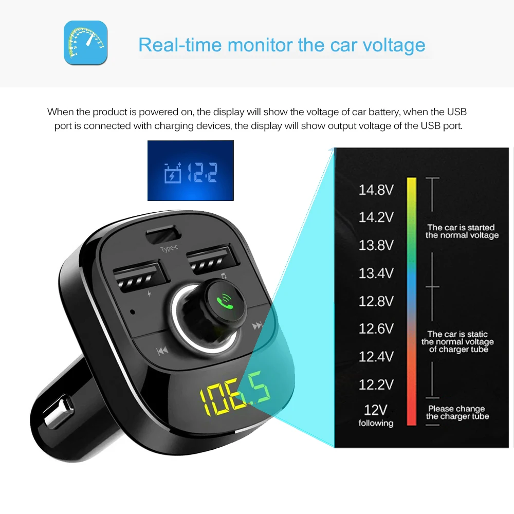 Автомобильный MP3 аудио плеер JINSERTA 12 В 24 Bluetooth FM передатчик HandsFree Type C быстрое