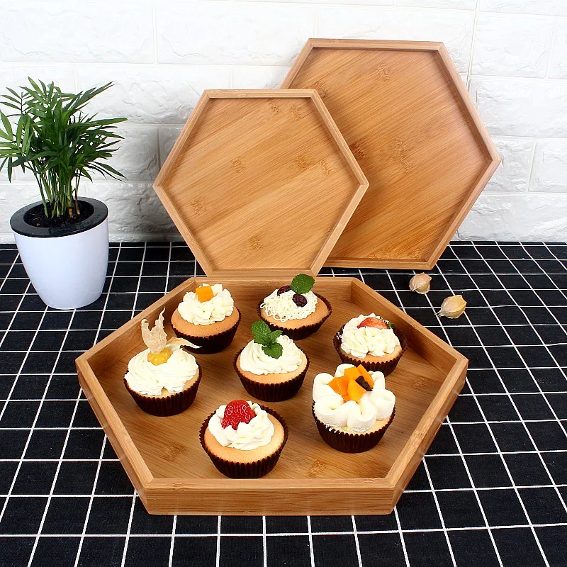 

Creative Bamboo hexagon Dessert tray Dessert table Decoration Wedding decoration dessert table Cake display Kitchen storage
