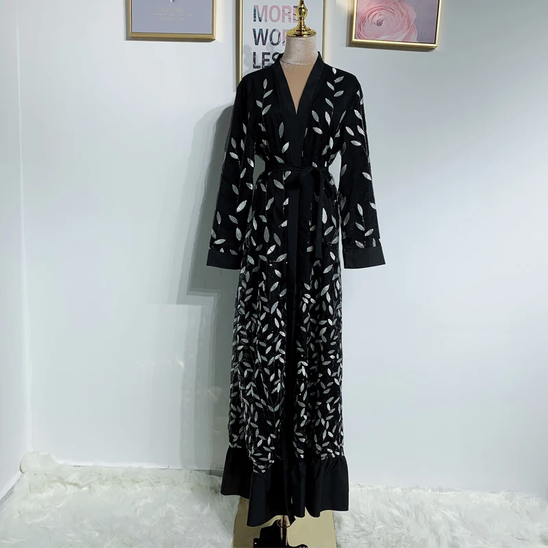 Мусульманское платье с пайетками Абая для женщин Катара ОАЭ абайя кимоно Кафтан Дубай турецкая исламская одежда халат Arabe Femme Musulmane