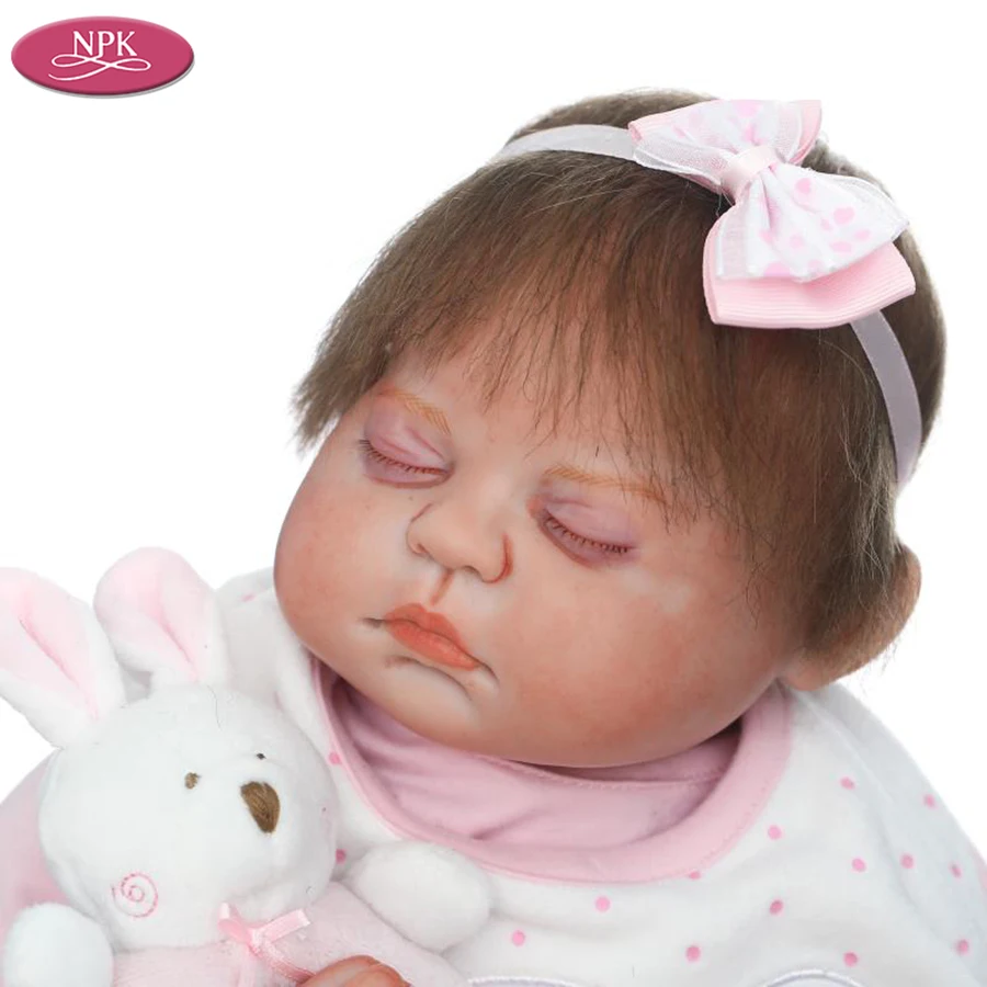 NPK Lifelike Babies Girl Silicone Reborn DOll + Soft Toys Fashion Children Birthday Gifts Newborn Baby  Rooted Hair And Eyebrow (2)