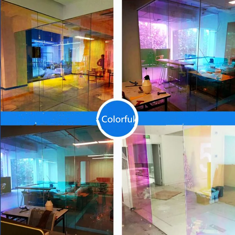 

Self-Adhesive Chameleon Building Window Tint Sun Shade Films Rainbow Effect Privacy Window Glass Tint Vinyl Decor