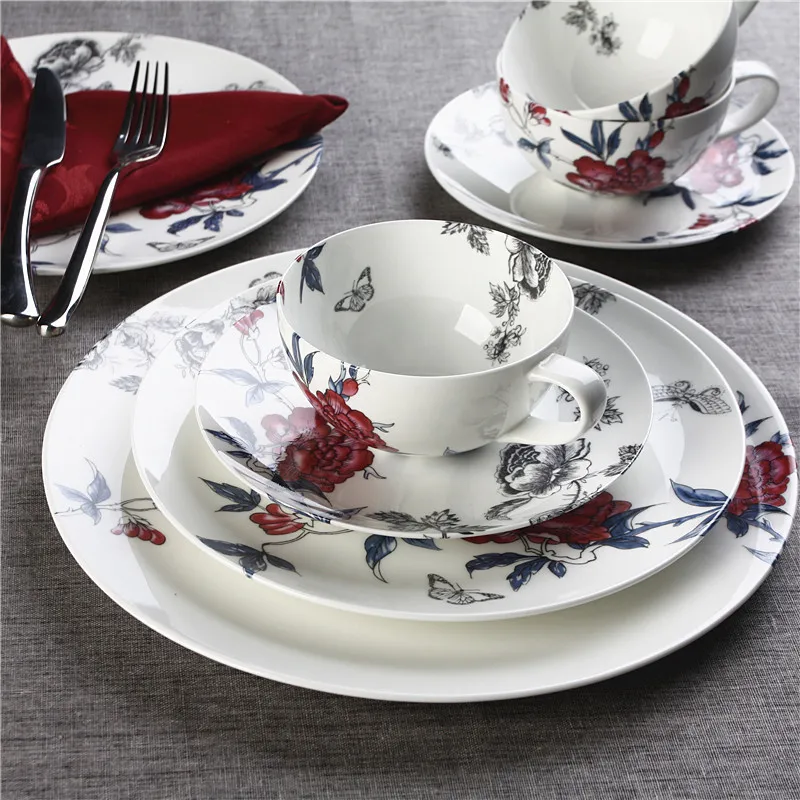 Chinese CharacteristicsHigh-end European and American big rose garden ceramic tableware set tea coffee cup saucer Panwan | Дом и сад