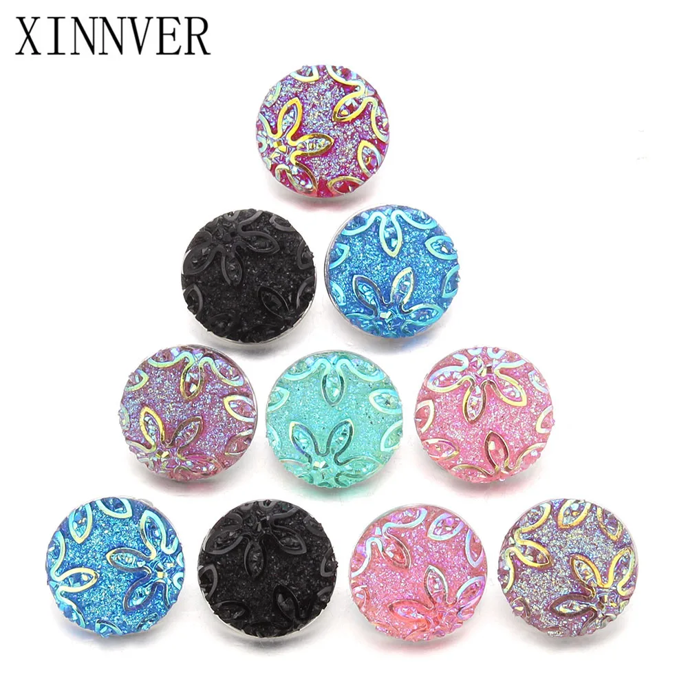 

10pcs/lot Hot Sale Mixed Colors 18mm Snap Button Bracelet & Bangles Flower Charm Resin Snap Bracelet For Women Snap Jewelry