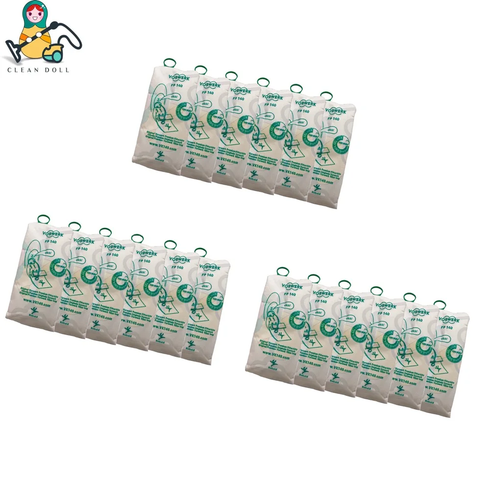 Чистая кукла 18-PACK Нетканая ткань пылезащитные мешки для VORWERK KOBOLD VK140 VK150 FP140 FP150 вакуумные детали