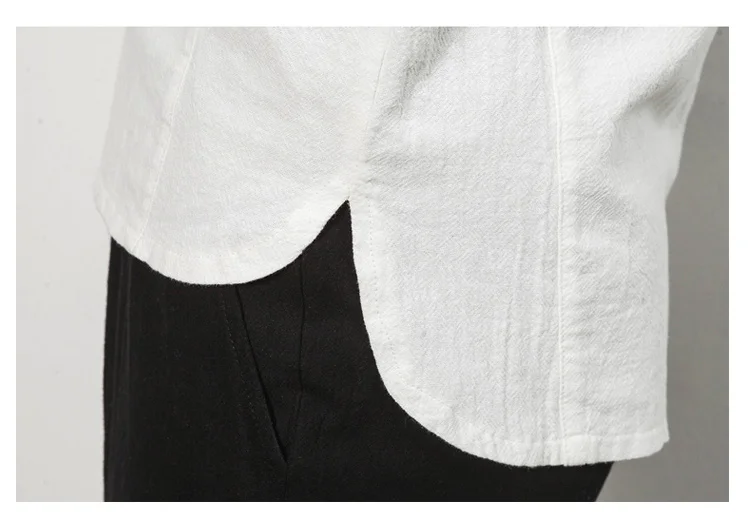 MRDONOO Новая фирменная летняя рубашка Для мужчин короткий рукав свободные носки из тонкого хлопка полотняная Мужская рубашка модные однотонные Цвет футболки с v-образным вырезом T36