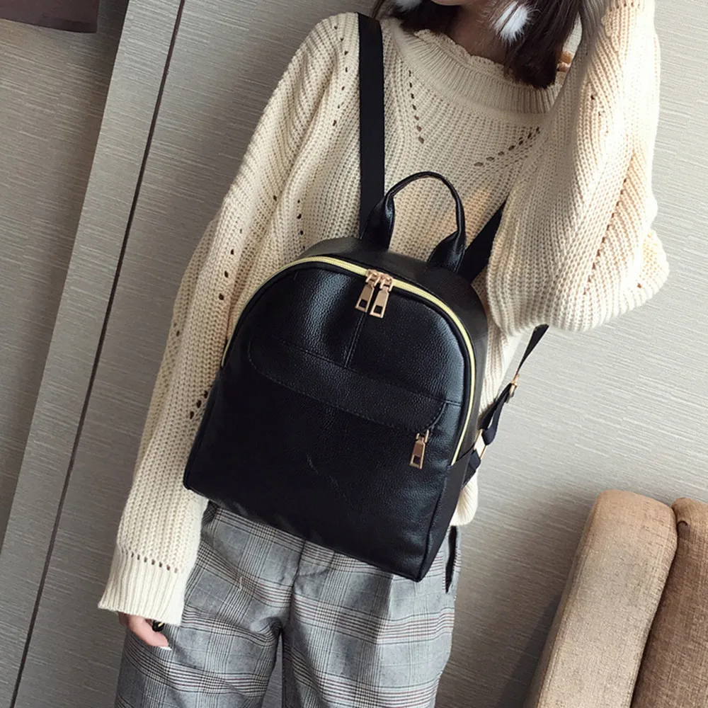 

OCARDIAN Bag Women's Fashion Bucket Leather Pure Color School Bag Female Backpacks For Teenage Girls Travel Backpack dropship a9
