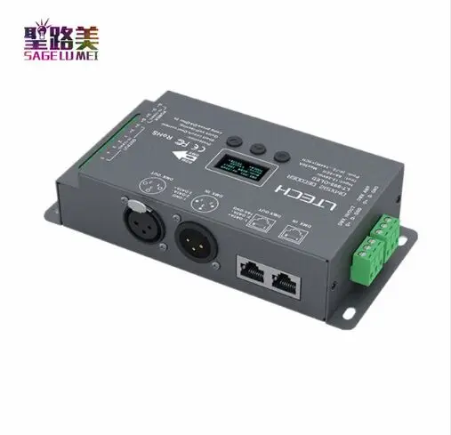 

New Ltech Led DMX Decoder DC12V -24V input;6A*5CH Max 30A 720W output RGB/RGBW Led CV Decoder XLR-3/RJ45 Connector OLED screen