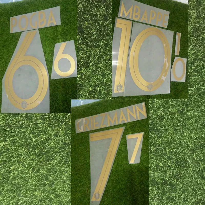 

2019 France Gold Nameset Kante Giroud Mbappe Griezmann POGBA Nameset Customize Any Name Number Printing iron on transfer