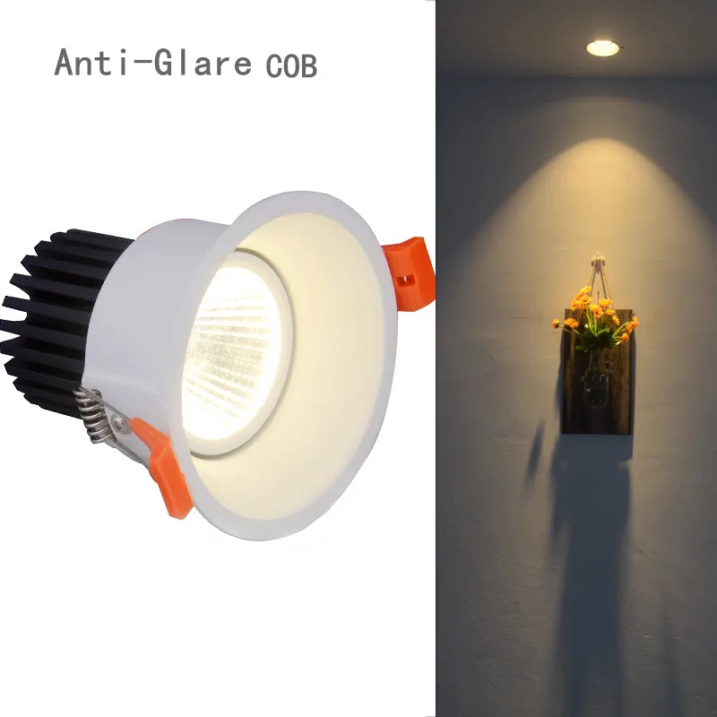 

1pcs Dimmable Embedded Anti-glare Led COB Ceiling Recessed downlight 7w 12w LED wall wash light Hotel Villa Lighting