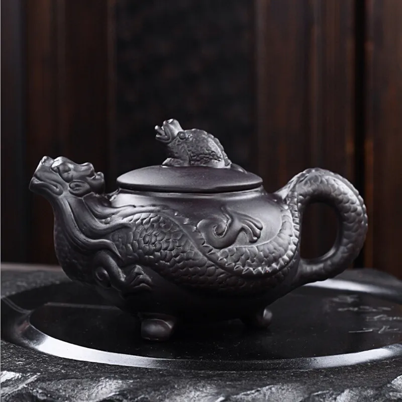 Factory direct Sale 310ML Dragon Pot Teapot Handmade Purple Clay Kung