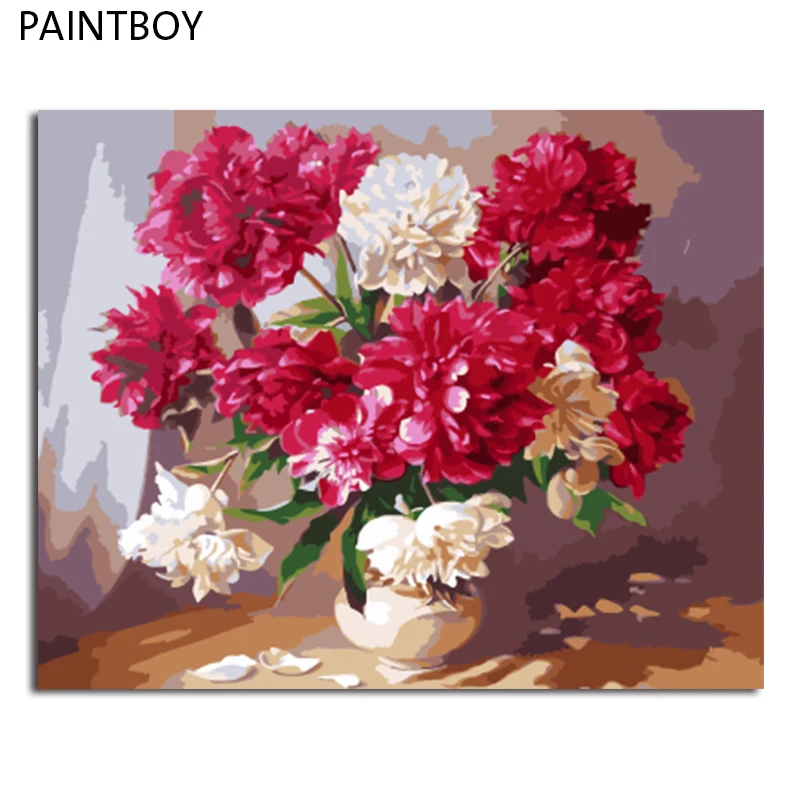 

PAINTBOY Framed Pictures DIY Digital Oil Painting By Numbers Flowers Home Decor For Living Room Coloring By Numbers