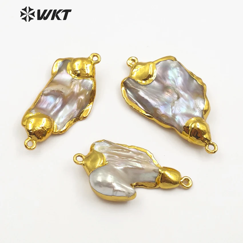 

WT-JP079 WKT Freeshape ювелирные изделия с двойными крючками, задняя часть с полностью позолоченным металлическим покрытием, Высококачественная швабра, подарок для женщин