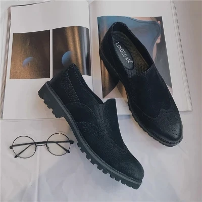 Chaussures Cuir Mosaïque Japonais Irrégulière En Hommes Style De Aider Black Sauvage Pour Bullock Trou Lumière Pédale Mode Bas Décontracté Noir q34AjLc5R