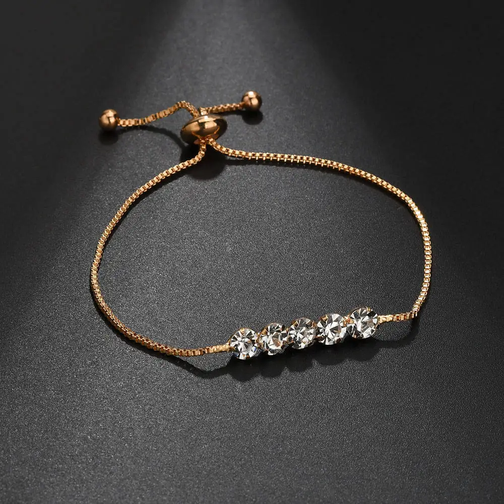 Модный Регулируемый Теннисный браслет с цепочкой золотого и серебряного цвета, циркониевый браслет с кристаллами для женщин, женские ювелирные изделия для свадебной вечеринки