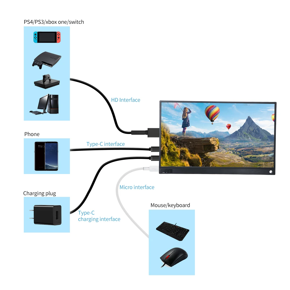  T-bao Portable Monitor Expansion Screen 1920x1080 HD IPS 15.6-inch Display LED Monitor with Leather