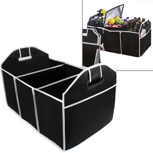 Черный очень большой автомобильный багажник коробка для хранения Прямая поставка практичный авто багажник Грузовой Органайзер с ручками для переноски