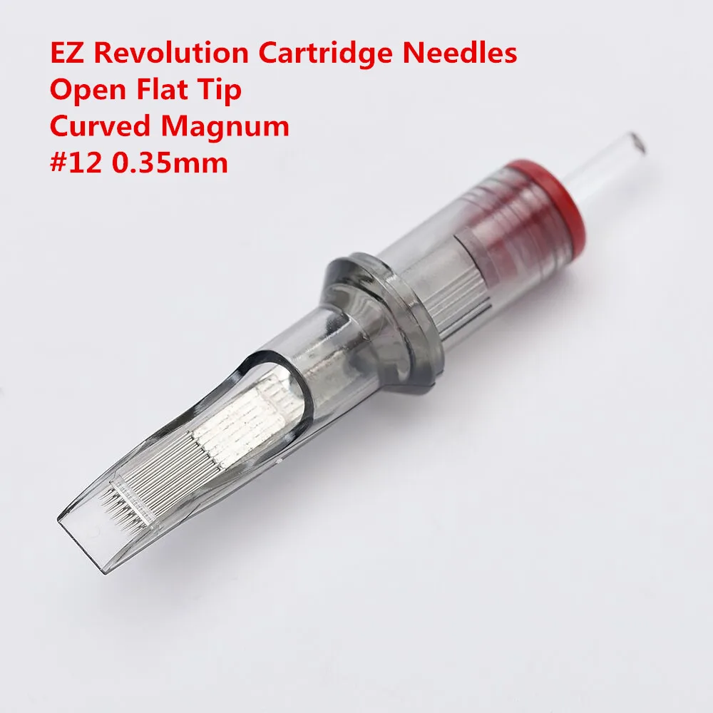 Original EZ Revolution Cartridge Tattoo Needles Magnum Curved Open Flat Tips #12 0.35mm for cartridge machine Grips 20 pcs /box tbk 268 automatic lcd bezel heating separator machine for flat curved screen 3 in 1 power tool parts repair the phone s screen