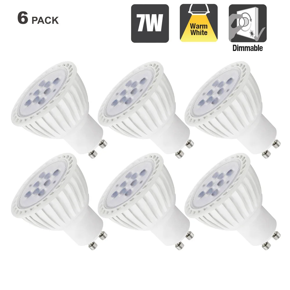 Super Bright Dimmable LED GU10 Spotlight Bulbs 7W 500Lm Warm White
