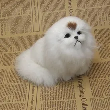 14x12 см Моделирование пекинес собака модель игрушки полиэтилен и меха смолы ремесло, реквизит, украшения подарок D0059