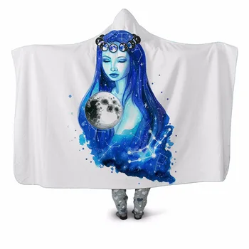 

Beautiful Girl 3D Print Hooded Blanket Couch Quilt Cover Travel Children Velvet Plush Throw Fleece Blanket Bedspread Home Office