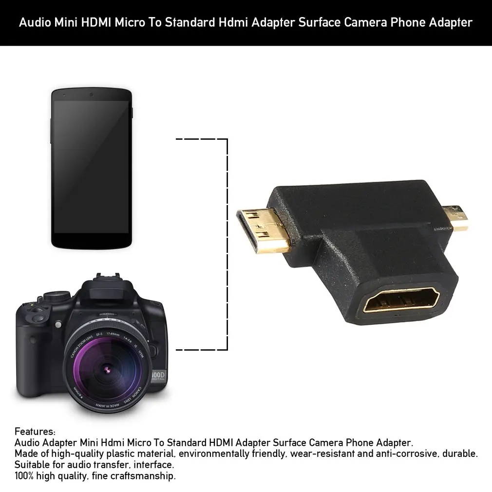 

Audio Adapter Mini Hdmi Micro To Standard HDMI Adapter Surface Camera Phone Adapter