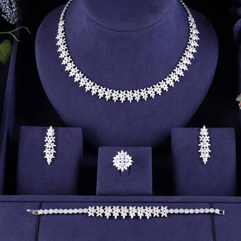 

jankelly Nigeria Bridal Zirconia For Women Party Luxury Dubai Necklace Earringa Rings CZ Crystal Wedding Jewelry Sets