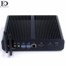 Fanless Mini Desktop Computer 7th Gen. Mini PC with i7 7500U CPU 16GB DDR4 RAM+256GB SSD+1TB HDD 4096×2304 HDMI DP 4*USB3.0 Wifi