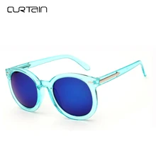 Curtain Korean Round Reflective Sunglasses Women Classic Fashion Brand Color Membrane Steampunk Sun Glasses Men Female