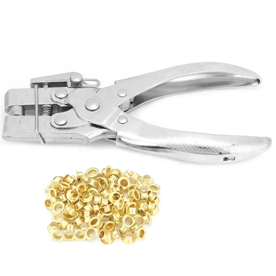 

Leather Belt Hole Punch Plier Eyelet Puncher Multifunction Double Using Steel Manual Hole Pliers Hand Tool with 100Pcs Buttons
