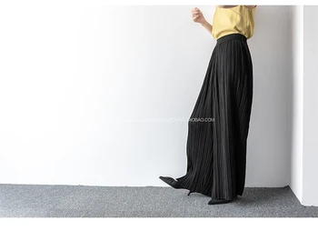 

Miyake Pleated Organ Pleated High Waist Wide Leg Pants Dyed Navy Blue / Black / White Anti-wrinkle