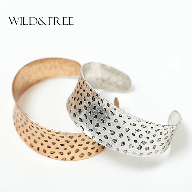 

Women Antique Silver Open Cuff Bangle Vintage Gold Carving Simple Creative bijoux pulseras Opening Bracelet Jewelry