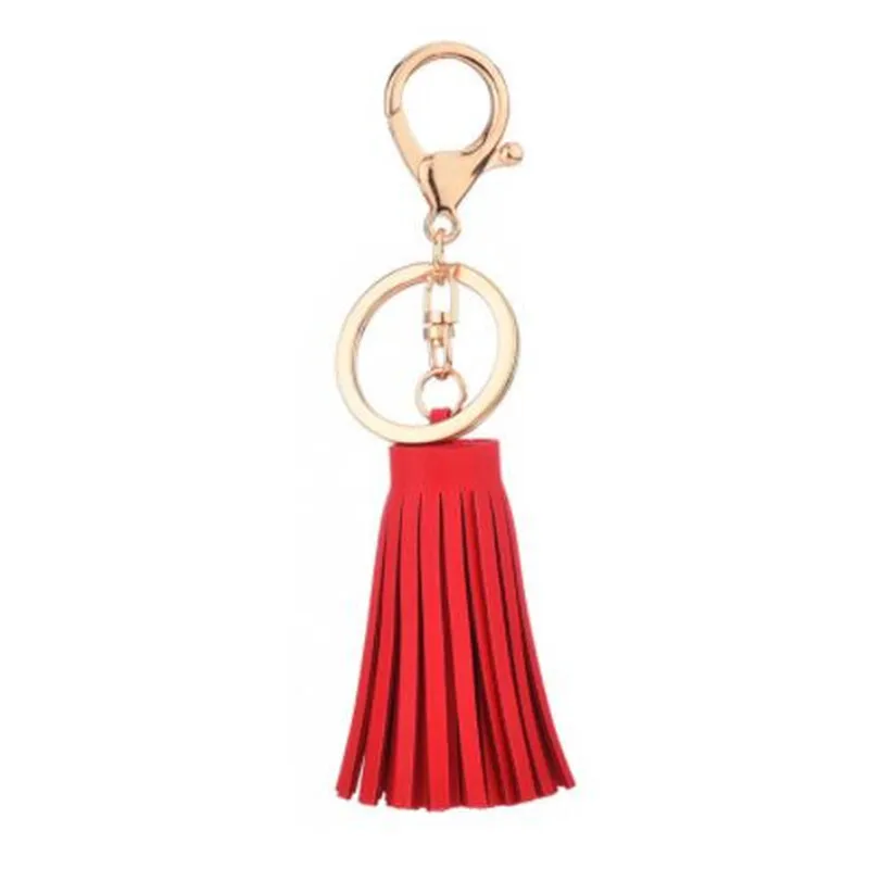 

WKOUD Korean Reflective Fringe PU leather Tassel Keychain Rhodium Key Holder Metal Key Chain Keyring Charm Bag Auto Car key ring