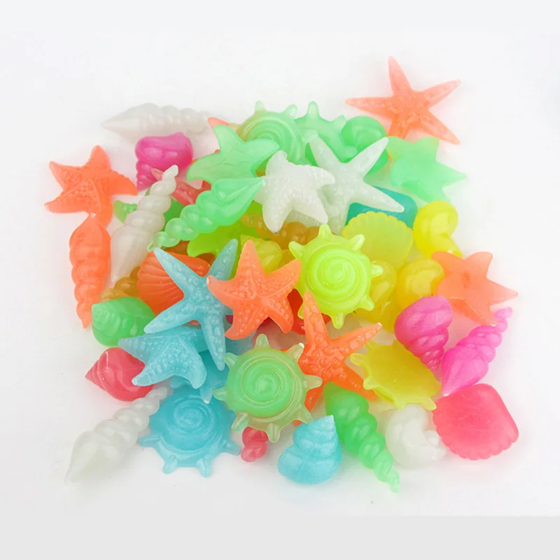

Glowing Stones Decor Landscape Fish Tank Pool Resin Craft Ornament Conch Shell Shaped Multicolor Garden Supplies 50pcs/set