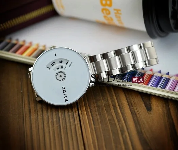 New Fashion Paidu Good Quality Men Women Unisex Lady Girl Funny Wheel Black White Dial Quartz Wrist Watch Wristwatch Hour