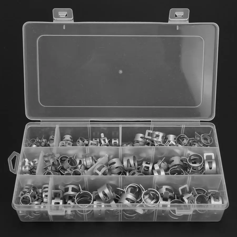 

160pcs/box Spring Clips Hose Spring Clip Water Pipe Air Tube Clamp Fastener Assortment Set clamps pipe Hardware Tools