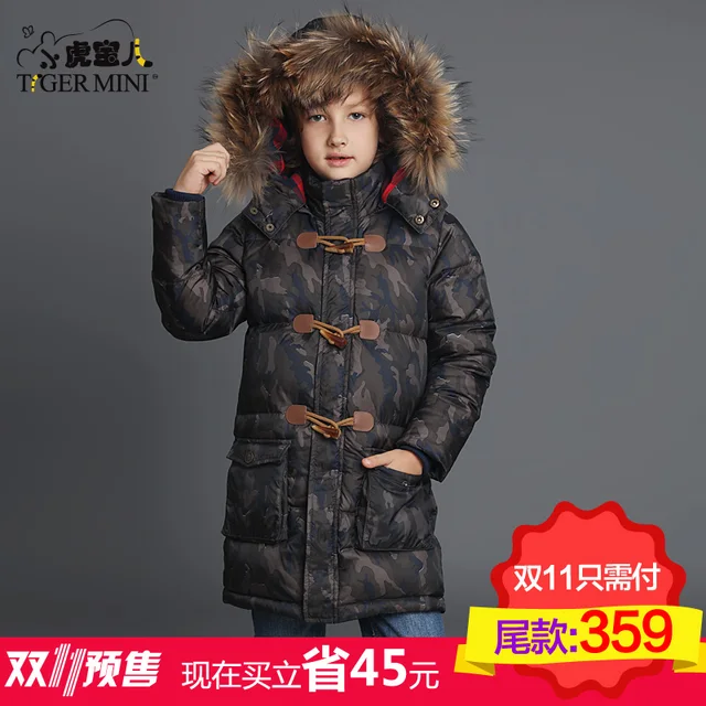 Cheap children's winter jackets Real fur collar white duck down jacket virgin long section Winter coat boys parka Abrigos y chaquetas