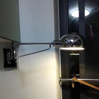 

Hotel room Silver iron wall lamp 1/2 arms adjustable Wall Sconce Wall-Mounted Bedside indoor wall Lights chrome Reading lights
