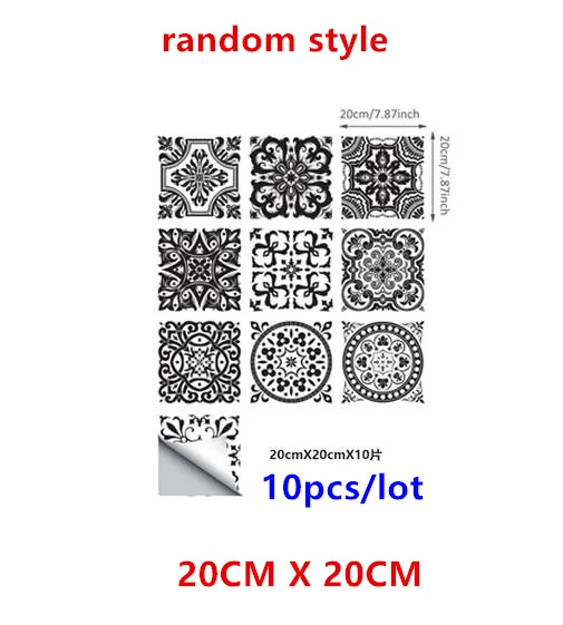 10 шт./лот, самоклеющиеся Кухонные керамические наклейки, водостойкие настенные бумажные мозаичные плитки, наклейки для гостиной, спальни, домашний декор - Цвет: 20CM X 20CNN