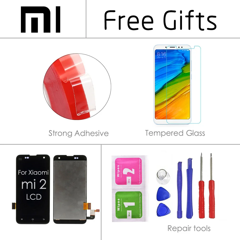 4 3 ''оригинальный черный ЖК дисплей для XIAOMI Mi2 сенсорный экран Xiaomi Mi 2s Замена с